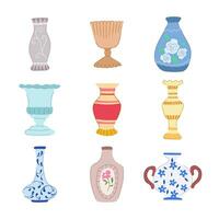 Antiguidade vaso conjunto desenho animado vetor ilustração