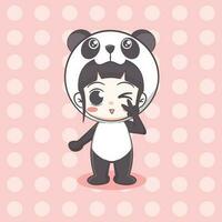 ilustração de desenho animado de garota fofa fantasia de panda vetor