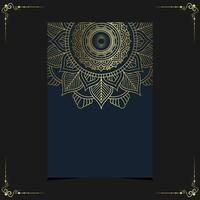 Fundo ornamentado de mandala de ouro de luxo para convite de casamento vetor