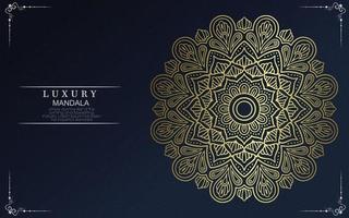 Fundo ornamentado de mandala de ouro de luxo para convite de casamento vetor