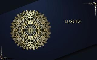 Fundo ornamentado de mandala de ouro de luxo para convite de casamento vetor