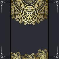 Fundo ornamentado de mandala de ouro de luxo para convite de casamento vetor