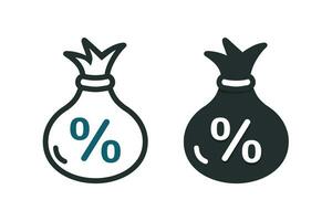 Bolsa de dinheiro percentagem ícone. ilustração vetor