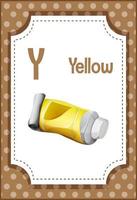 cartão do alfabeto com letra y e amarelo vetor