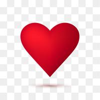 Coração vermelho macio com fundo transparente. Ilustração vetorial vetor