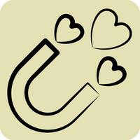 ícone magnético. relacionado para namorados dia símbolo. mão desenhado estilo. simples Projeto editável. simples ilustração vetor