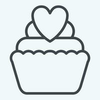 ícone copo bolo. relacionado para namorados dia símbolo. linha estilo. simples Projeto editável. simples ilustração vetor