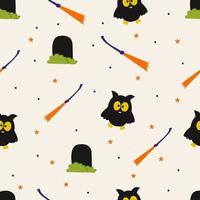 padrão sem emenda de halloween com personagens fofos, engraçados e doces, vetor