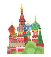 Moscou é a capital do Rússia, vermelho quadrado. st. manjericão catedral. vetor ilustração em uma branco fundo.