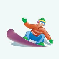 snowboarder isolado em branco vetor