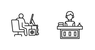 computador trabalhador e escritório recepção ícone vetor