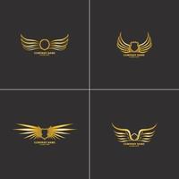 alado escudo ouro logotipo design símbolo ilustração vetorial vetor