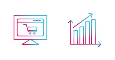 comércio eletrônico local na rede Internet e Aumentar Estatisticas ícone vetor