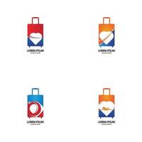 design de logotipo de viagens com vetor de bolsa com avião