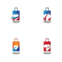 design de logotipo de viagens com vetor de bolsa com avião