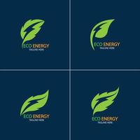 logotipo de vetor de energia ecológica com símbolo de folha
