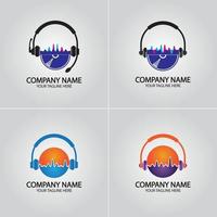 fone de ouvido dj, logotipo de gravação de estúdio de música vetor