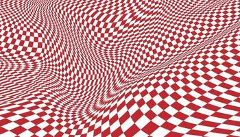 fundo xadrez distorcido vermelho e branco vetor
