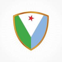 Vetor de bandeira de Djibouti com moldura de escudo