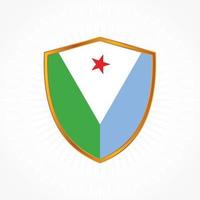 Vetor de bandeira de Djibouti com moldura de escudo