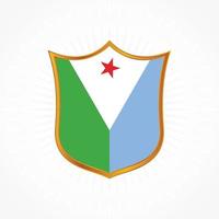 Vetor de bandeira de Djibouti com moldura de escudo