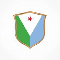 Vetor de bandeira de Djibouti com moldura de escudo