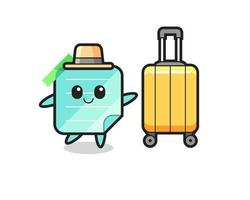 Ilustração em desenho com notas auto-adesivas com bagagem de férias vetor