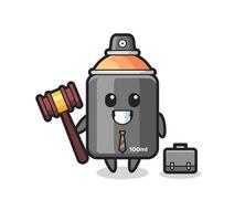 ilustração do mascote da tinta spray como advogado vetor