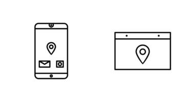 Móvel inscrição e localização rede publicidade ícone vetor