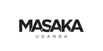 masaka dentro a Uganda emblema. a Projeto características uma geométrico estilo, vetor ilustração com negrito tipografia dentro uma moderno Fonte. a gráfico slogan rotulação.