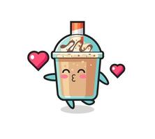 Desenho de personagem de milk-shake com gesto de beijo vetor