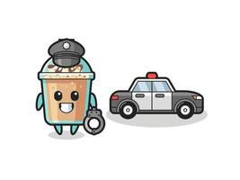desenho animado mascote de milkshake como policial vetor