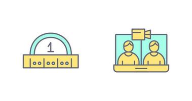 vídeo conferência e régua ícone vetor
