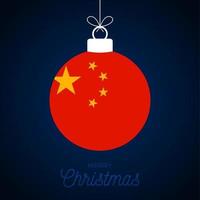 bola de ano novo de natal china com bandeira vetor
