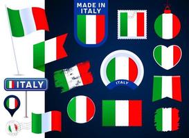coleção de vetores de bandeira da Itália. grande conjunto de desenho de bandeira nacional
