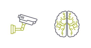 segurança Câmera e cérebro ícone vetor