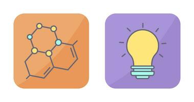 molécula e luz lâmpada ícone vetor