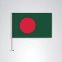 bandeira de bangladesh com vara de metal vetor