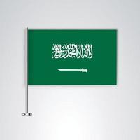 bandeira da arábia saudita com haste de metal vetor