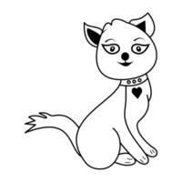 fofa gato linha arte ilustração vetor