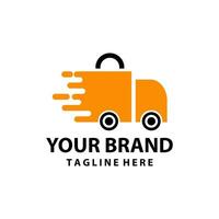 caminhão Entrega compras saco logotipo desain vetor