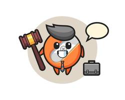 ilustração do mascote do apontador de lápis como advogado vetor