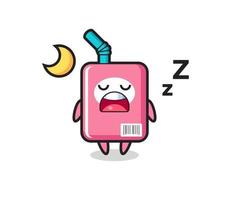 ilustração de personagem de caixa de leite dormindo à noite vetor