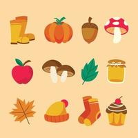 conjunto de ícones da temporada de outono
