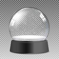 globo de vidro transparente realista de neve para presente de natal e ano novo vetor