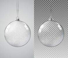 bola de Natal de vidro transparente com neve. ilustração vetorial vetor