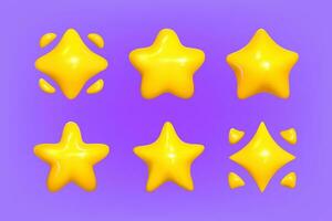 3d conjunto estrelas amarelo. realista 3d símbolo Projeto. vetor ilustração. realista estrelas coleção
