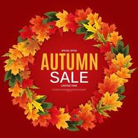 brilhante outono folhas banner de venda. cartão de desconto comercial. vetor