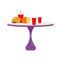 mesa com objeto de vetor de cor semi-plana de junk food