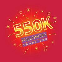 550 mil seguidores obrigado você celebração modelo vetor